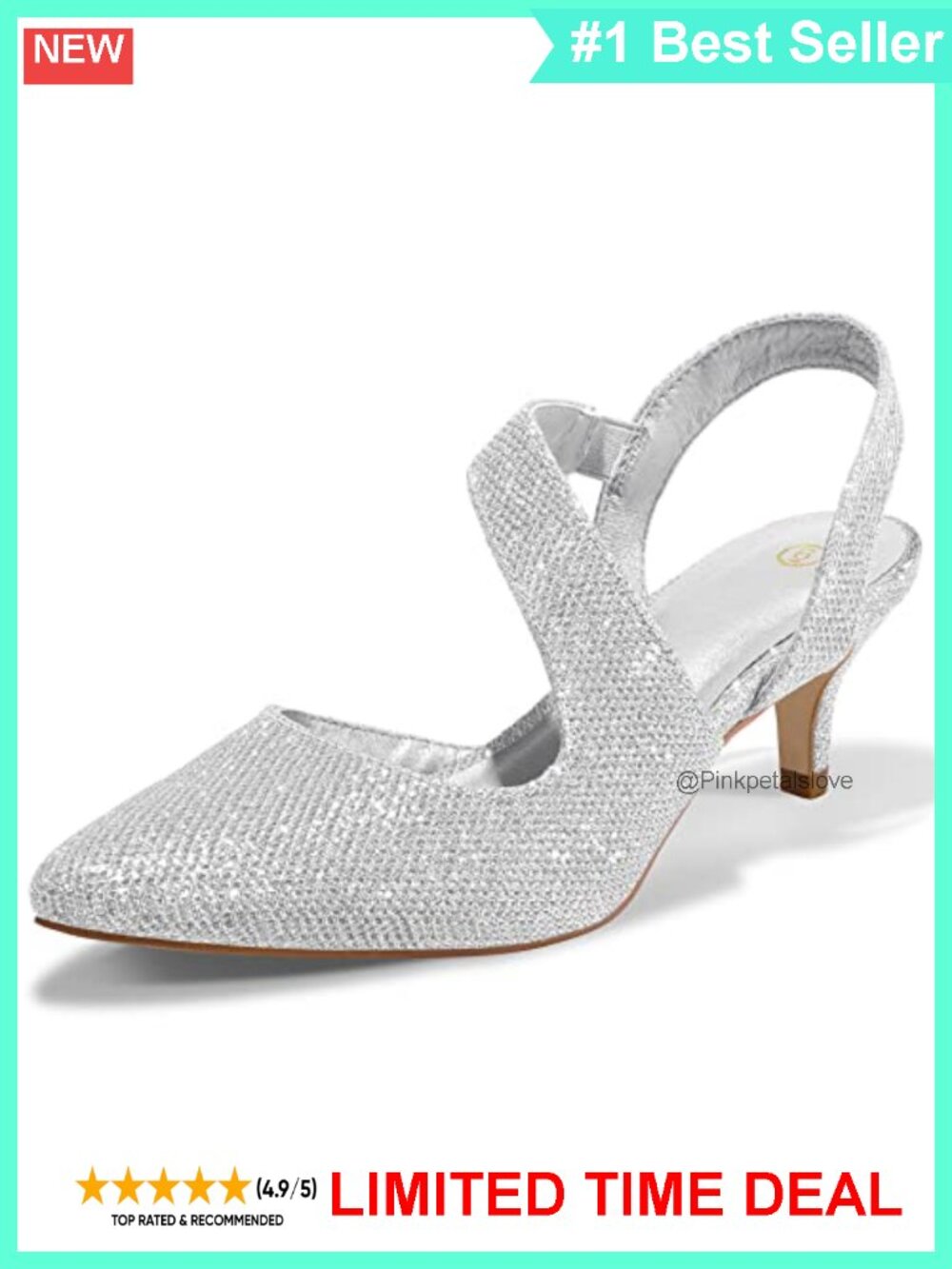 Women's Kitten Heel Slingback Pumps Pointed Toe 2 Inch Dress Shoes